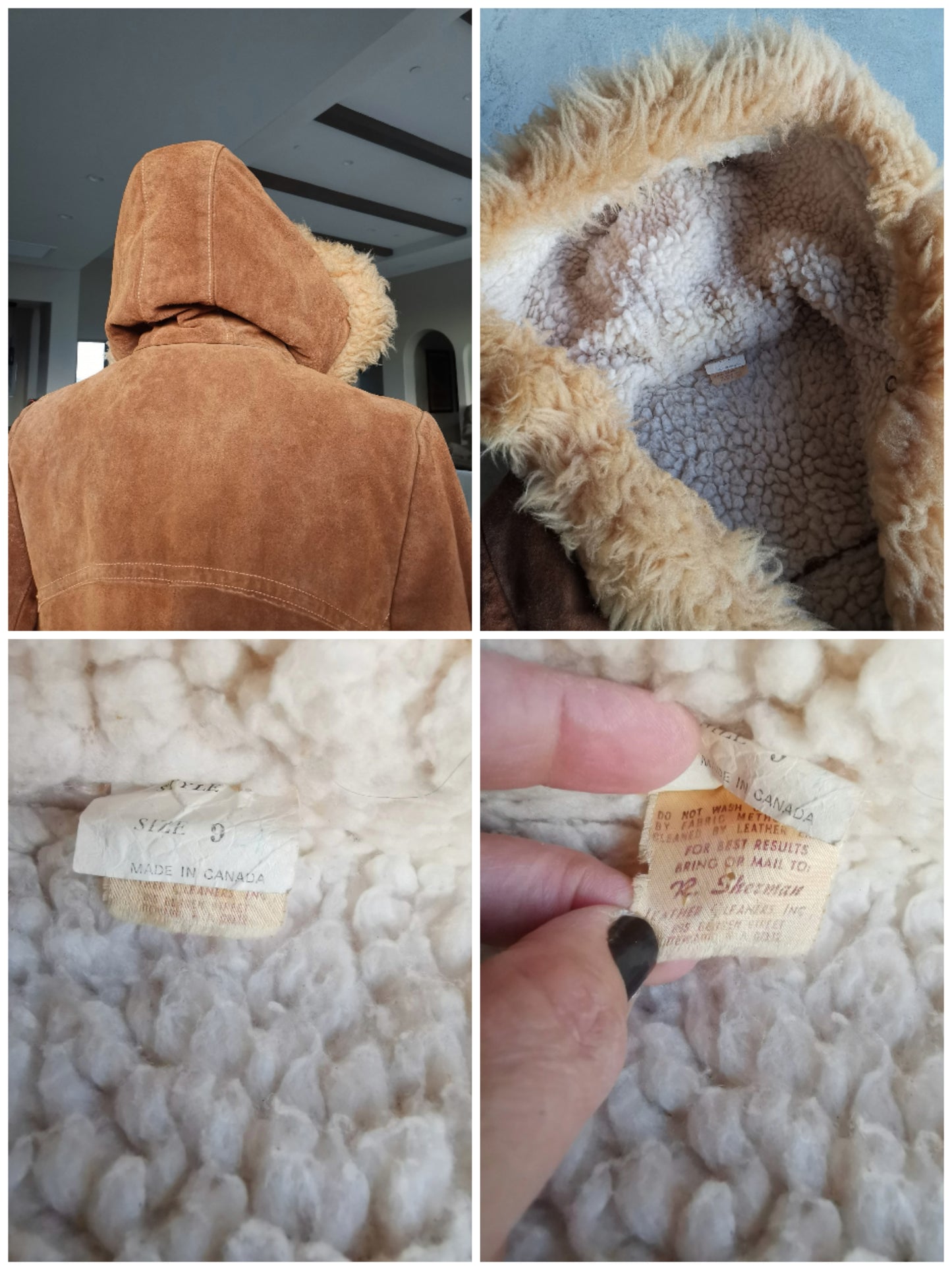 70's Light brown suede / lamb fur Penny Lane coat/jacket sz. S//M