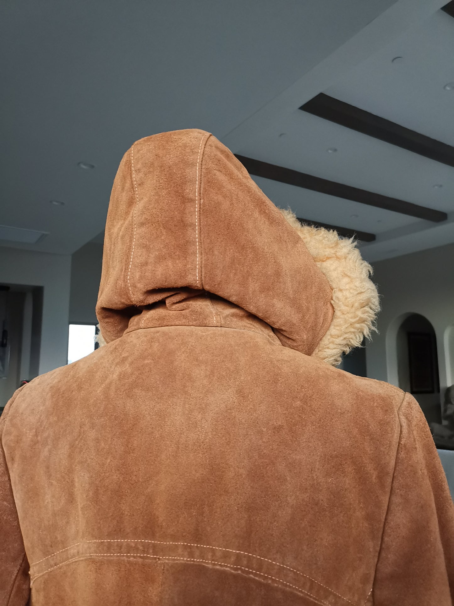70's Light brown suede / lamb fur Penny Lane coat/jacket sz. S//M