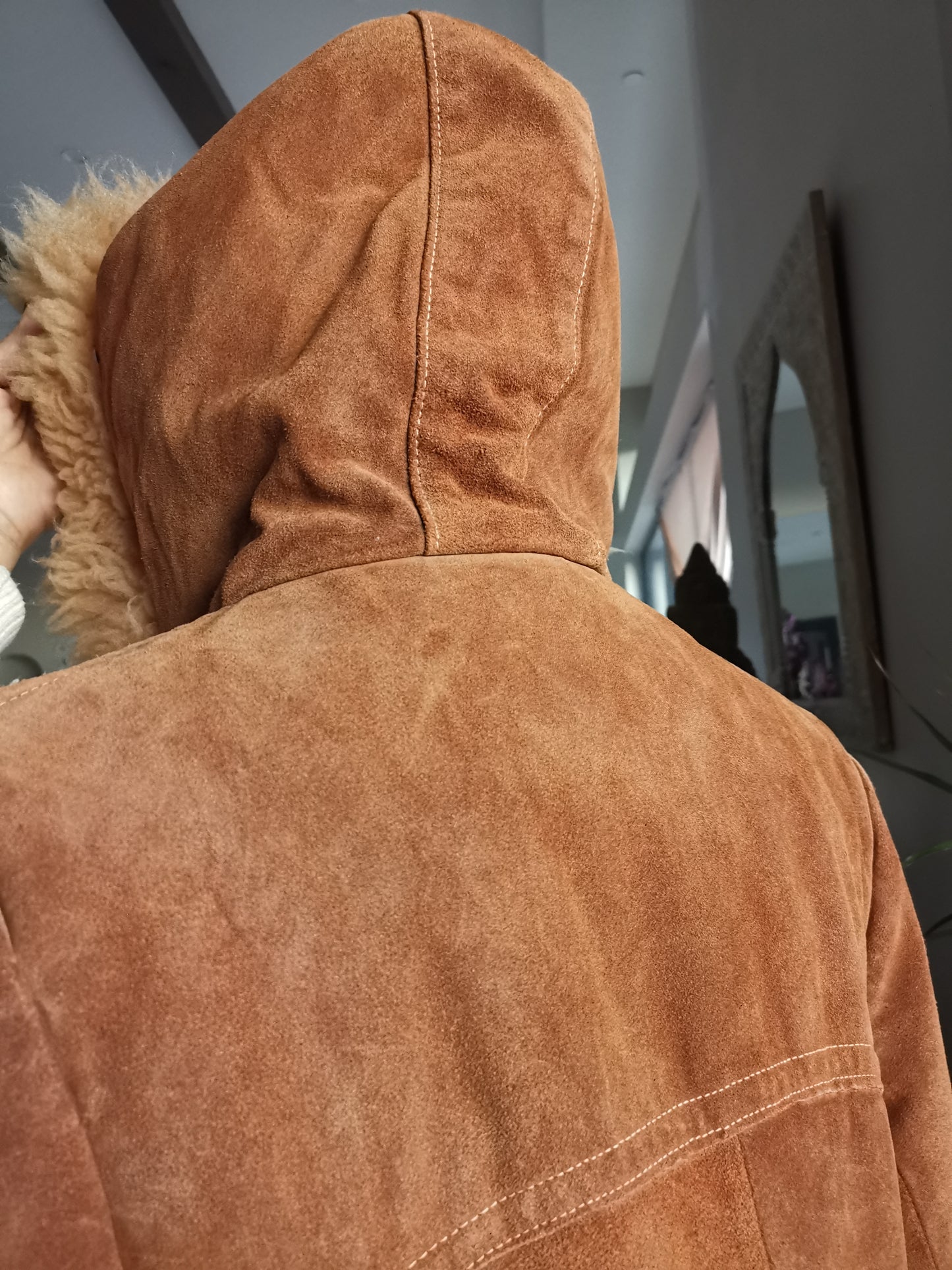 70's Light brown suede / lamb fur Penny Lane coat/jacket sz. S//M